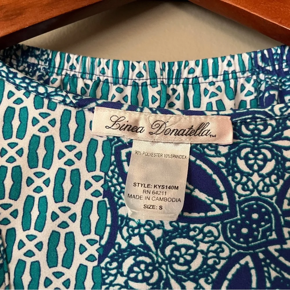 Linea Donatella Blue Teal Print Tank & Shorts Lounge Set S